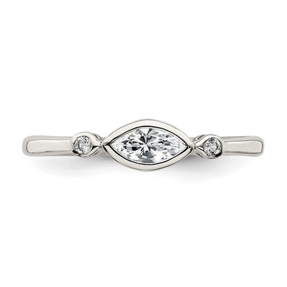 Sterling Silver Rhodium-plated Polished White Topaz Ring Size 6