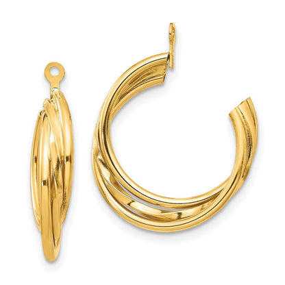 14k Yellow Gold Polished Hoop Earring Jackets Gift for Women