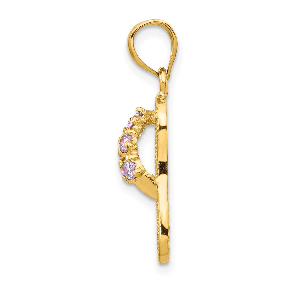 14k Yellow Gold 3D February/Cubic Zirconia Birthstone Flip Flop Pendant