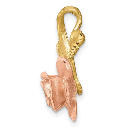 14k Two-tone Gold Rose Chain Slide Pendant for Women