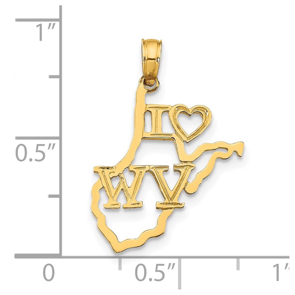 14k Yellow Gold Solid West Virginia State Pendant for Women