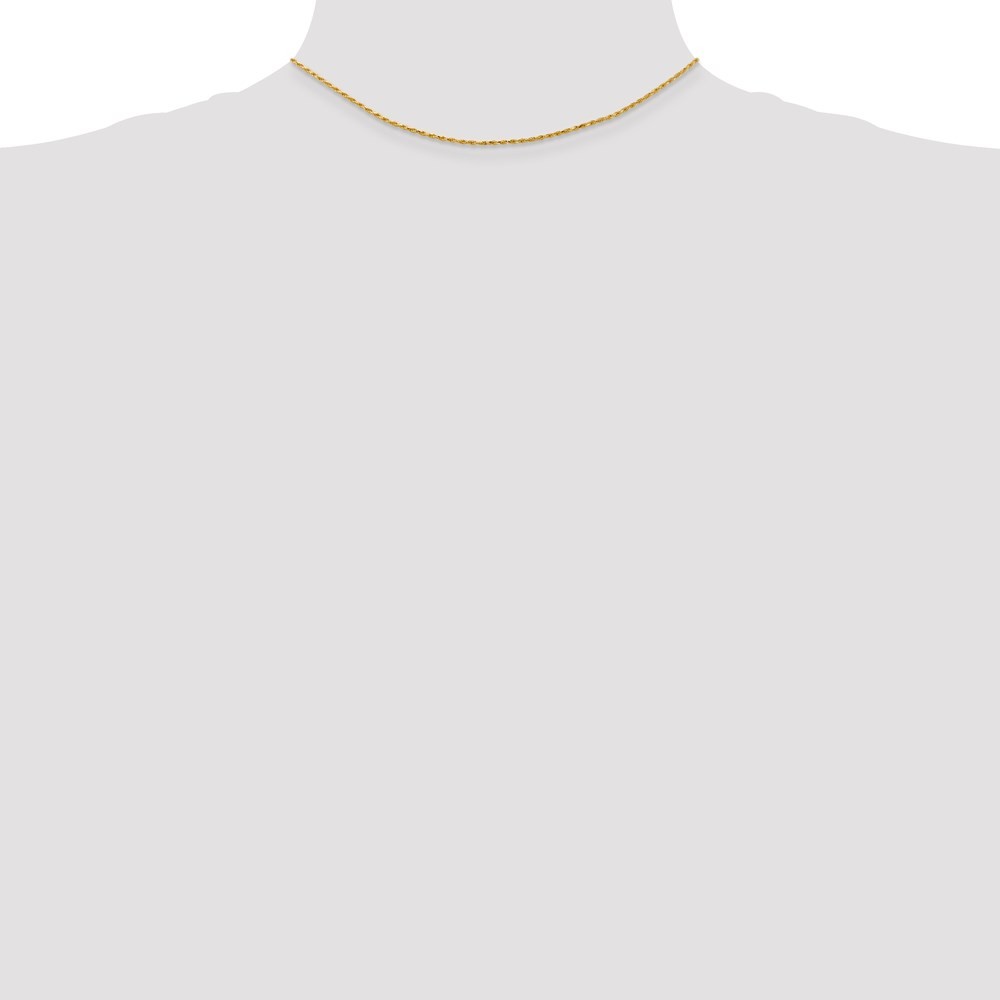 14k Yellow Gold 14" 1.3mm Diamond-cut Solid Machine Made Rope Chain Necklace