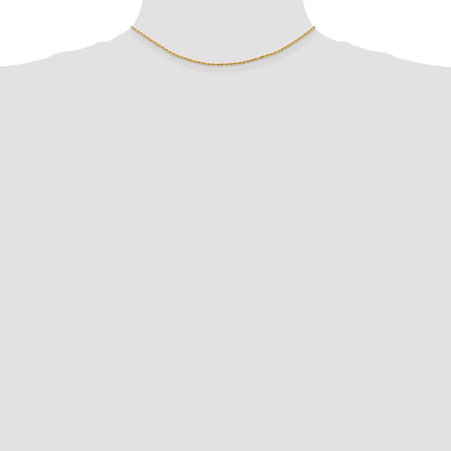 14k Yellow Gold 14" 1.3mm Diamond-cut Solid Machine Made Rope Chain Necklace