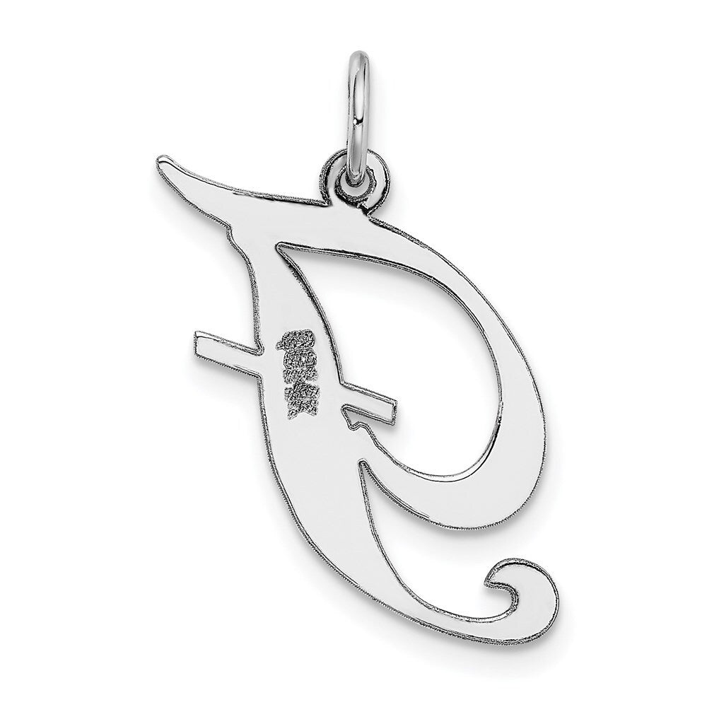 14k White Gold Large Fancy Script Letter F Initial Charm Pendant for Women