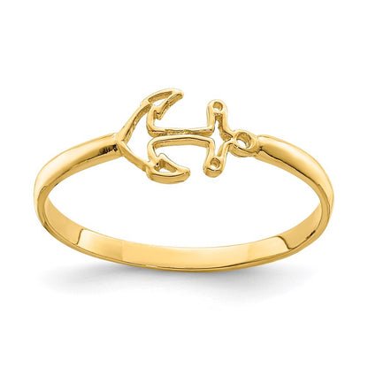 14K Yellow Gold Polished Anchor Ring