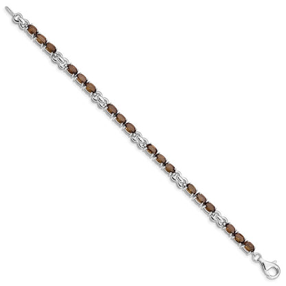 Sterling Silver Rhodium-plated Smoky Quartz Bracelet