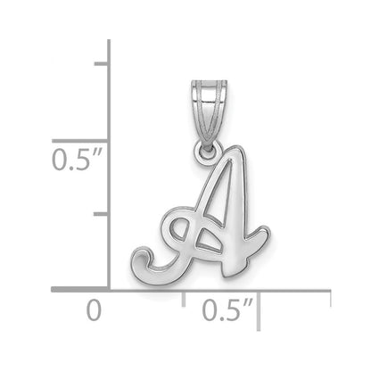 14k White Gold Script Letter A Initial Pendant