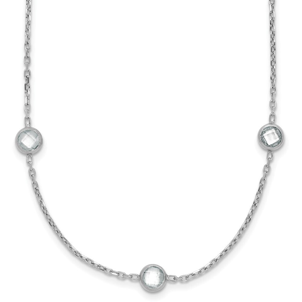 Sterling Silver Rhodium-plated 16-Station Cubic Zirconia Polished Necklace