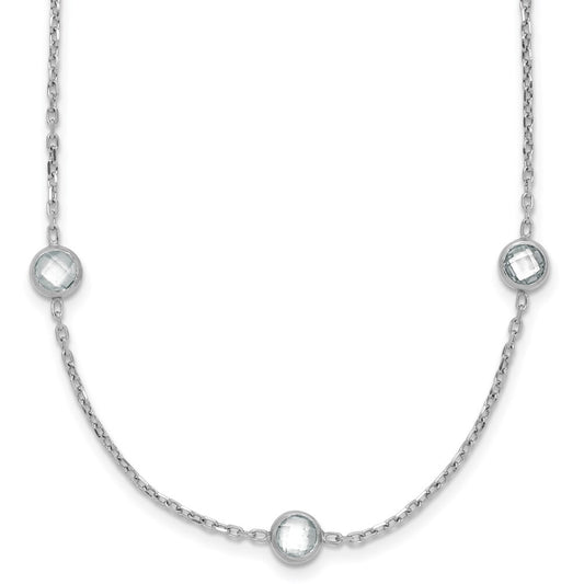 Sterling Silver Rhodium-plated 16-Station Cubic Zirconia Polished Necklace