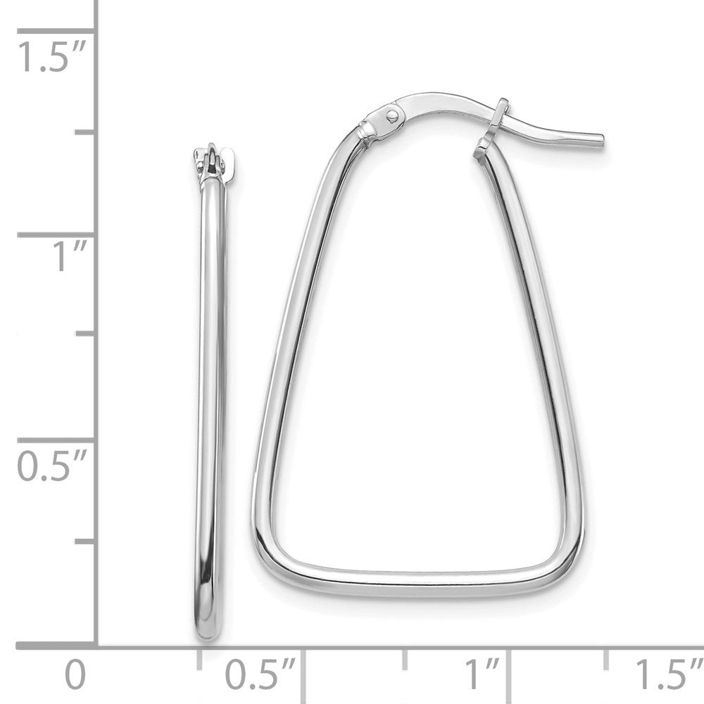 14k White Gold 1.5mm Polished Triangle Dangle Hoop Earrings