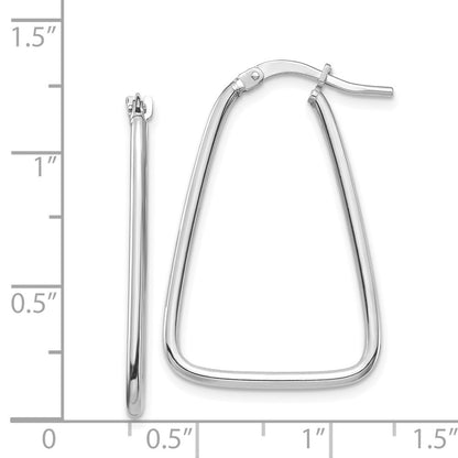 14k White Gold 1.5mm Polished Triangle Dangle Hoop Earrings