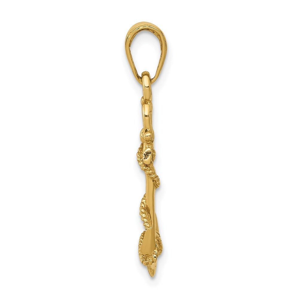14k Yellow Gold 3-D Anchor Shackle and Entwined Rope Pendant for Women
