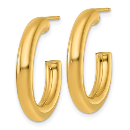 14k Yellow Gold Polished 4.0 x 25mm Tube C-Hoop Earrings