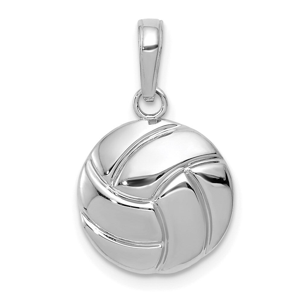 14k White Gold Polished Volleyball Pendant for Women