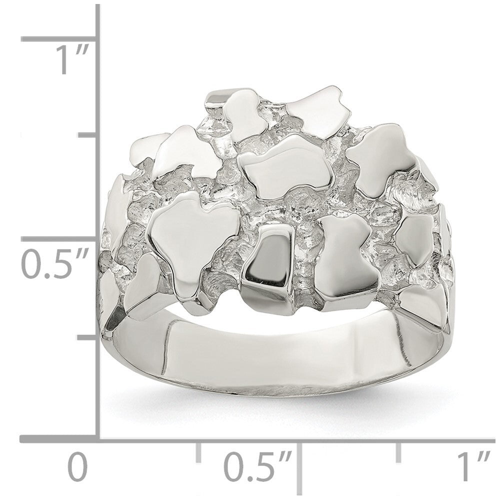 Sterling Silver Men's Nugget Ring Size 11