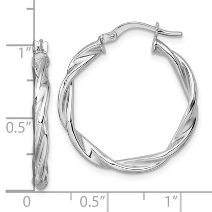 14k White Gold Polished Twist Hoop Earrings Gift for Women