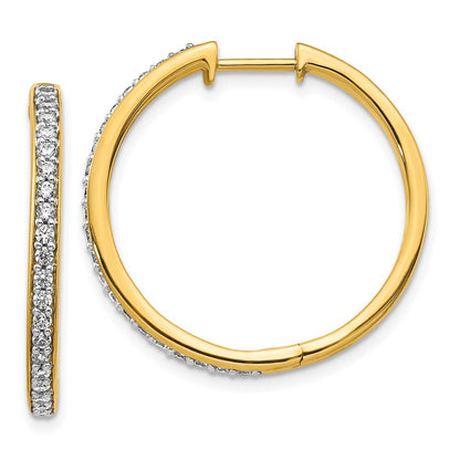 14k Yellow Gold Diamond Hinged Hoop Earrings