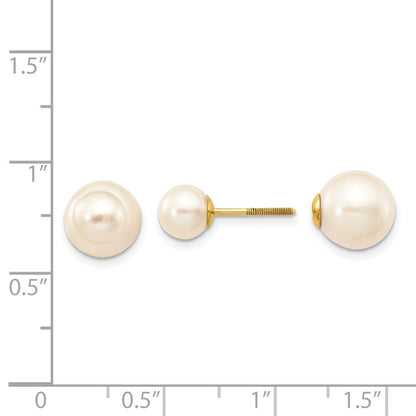 14k Yellow Gold 6-7mm and 9-10mm Freshwater Cultured Pearl Stud Earrings