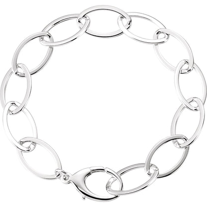 Sterling Silver 11.2 mm Oval Link 8" Bracelet Gift for Women