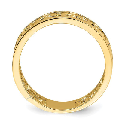 14K Yellow Gold Polished Cut Out Greek Key Design Band Size 7