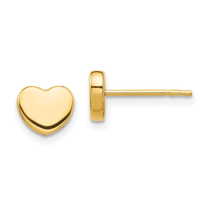 14k Yellow Gold Polished Heart Stud Earrings Gift for Women