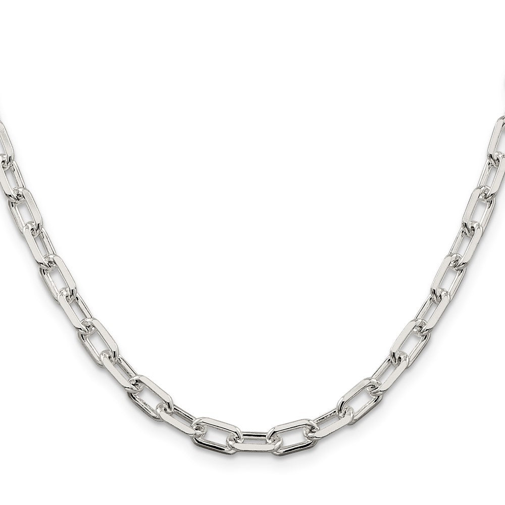 Sterling Silver 5.75mm Diamond-cut Long Link Cable Chain Necklace