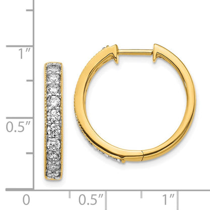 14k Yellow Gold Diamond Milgrain Hinged Hoop Earrings