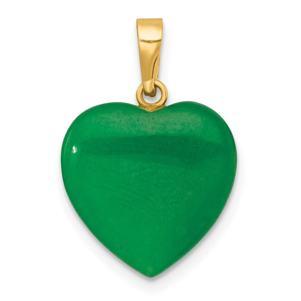 14k Yellow Gold Polished Jade Heart Pendant for Women