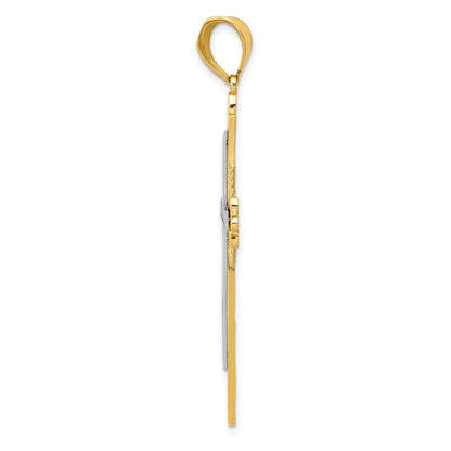 14k Two-tone Gold Polished Cross Pendant for Women