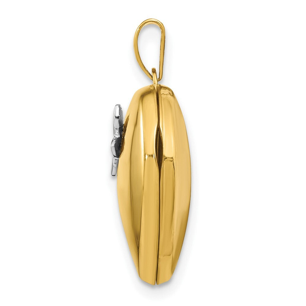 14k Two-tone Gold 18mm Butterfly Heart Locket Pendant for Women