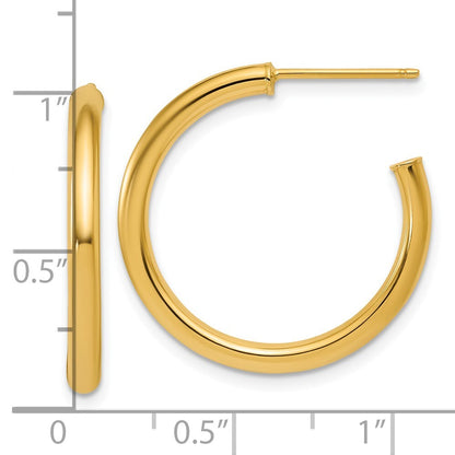 14k Yellow Gold Polished 2.5 x 25mm Tube C-Hoop Earrings Gift for Women