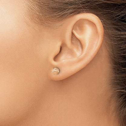 14k Rose Gold 6mm Diamond-Cut Ball Stud Earrings