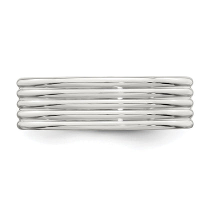 Sterling Silver 7mm Polished 5-Row Fancy Band Ring Size 12.5