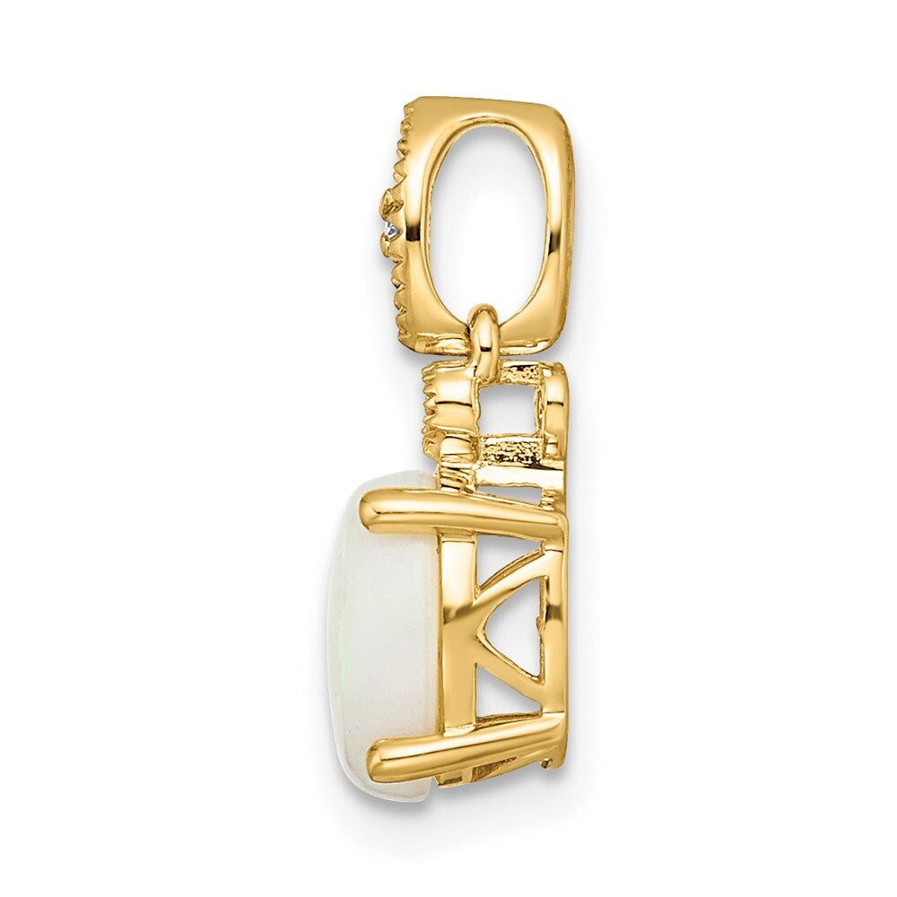 14k Yellow Gold Austrian Opal and Diamond Pendant for Women