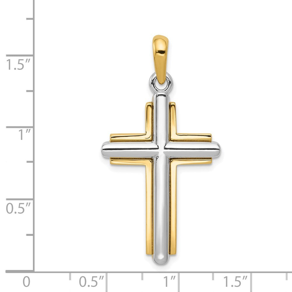 14k Two-Tone Gold Cross Pendant