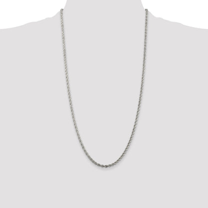 Sterling Silver 3mm Solid Rope Chain
