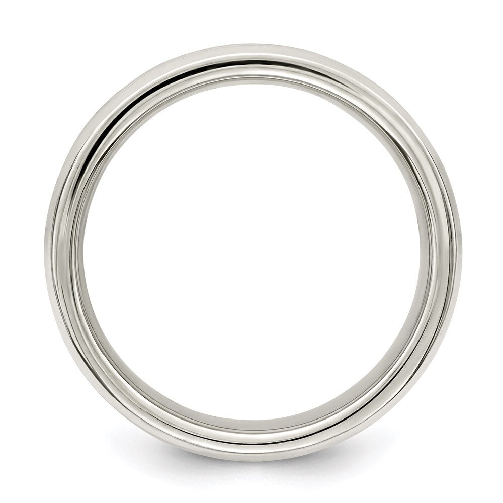Sterling Silver 6mm Polished Flat Grooved Fancy Band Size 11