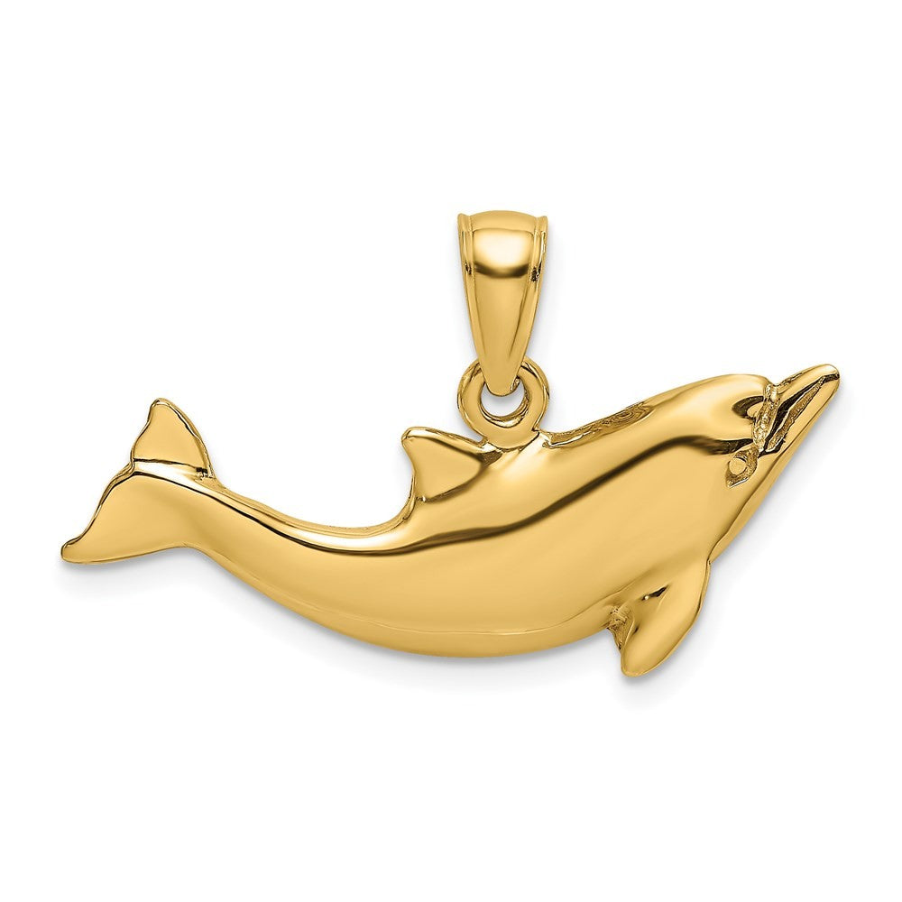 14k Yellow Gold Polished Dolphin Charm Pendant