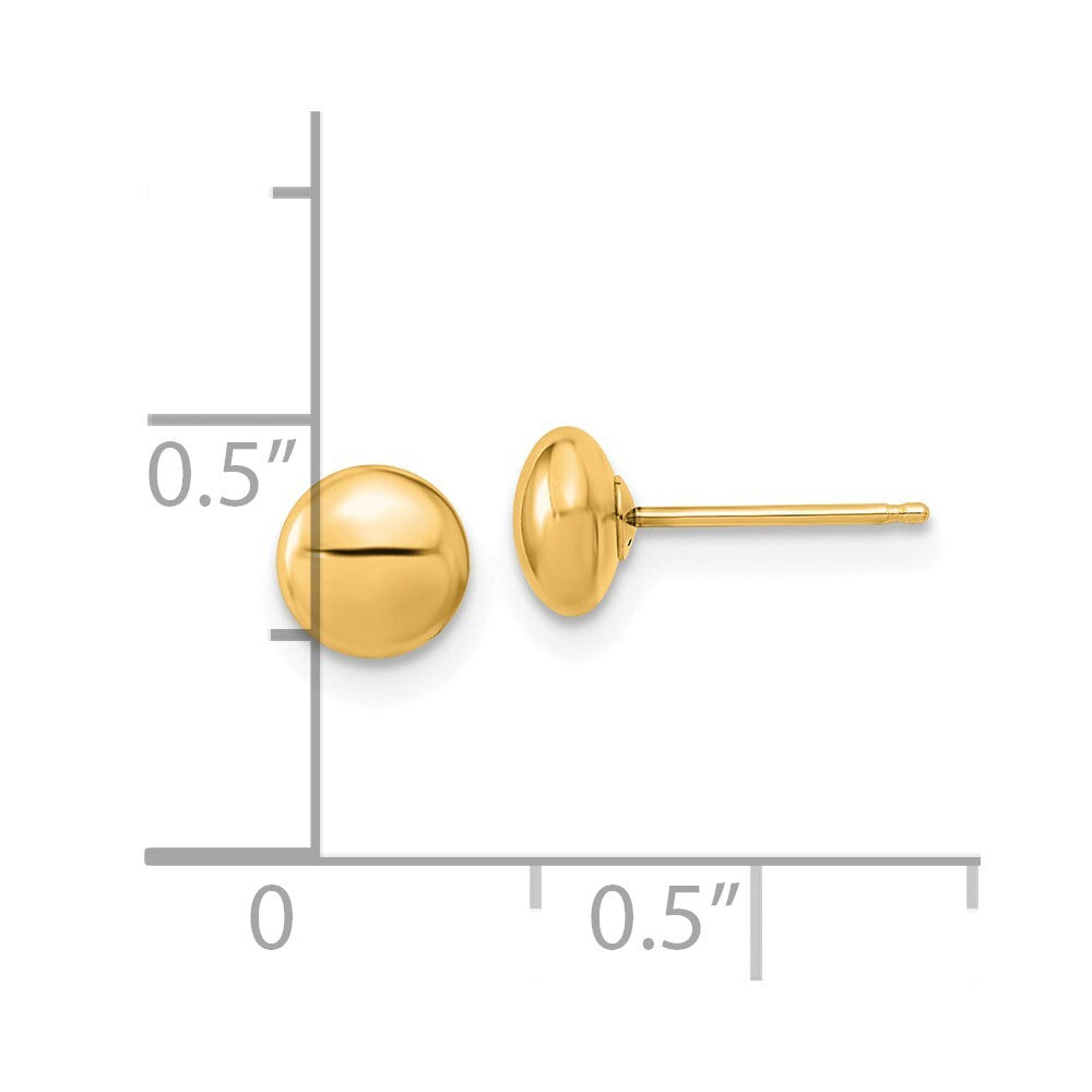 14k Yellow Gold Gold Polished Button Stud Earrings