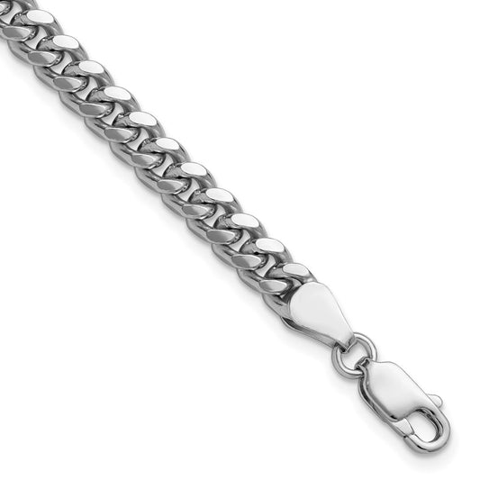 Sterling Silver Rhodium-plated 5mm Domed w/ Side Diamond-Cut Curb Chain Bracelet