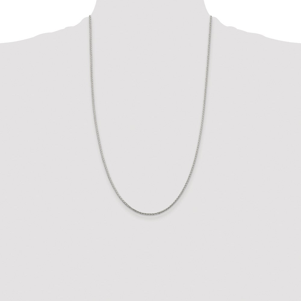 Sterling Silver Rhodium-plated 1.45mm Diamond-cut Round Spiga Chain
