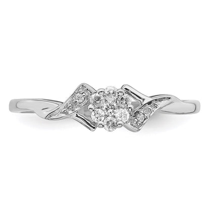 Sterling Silver Rhodium Plated Diamond Ring Size 7