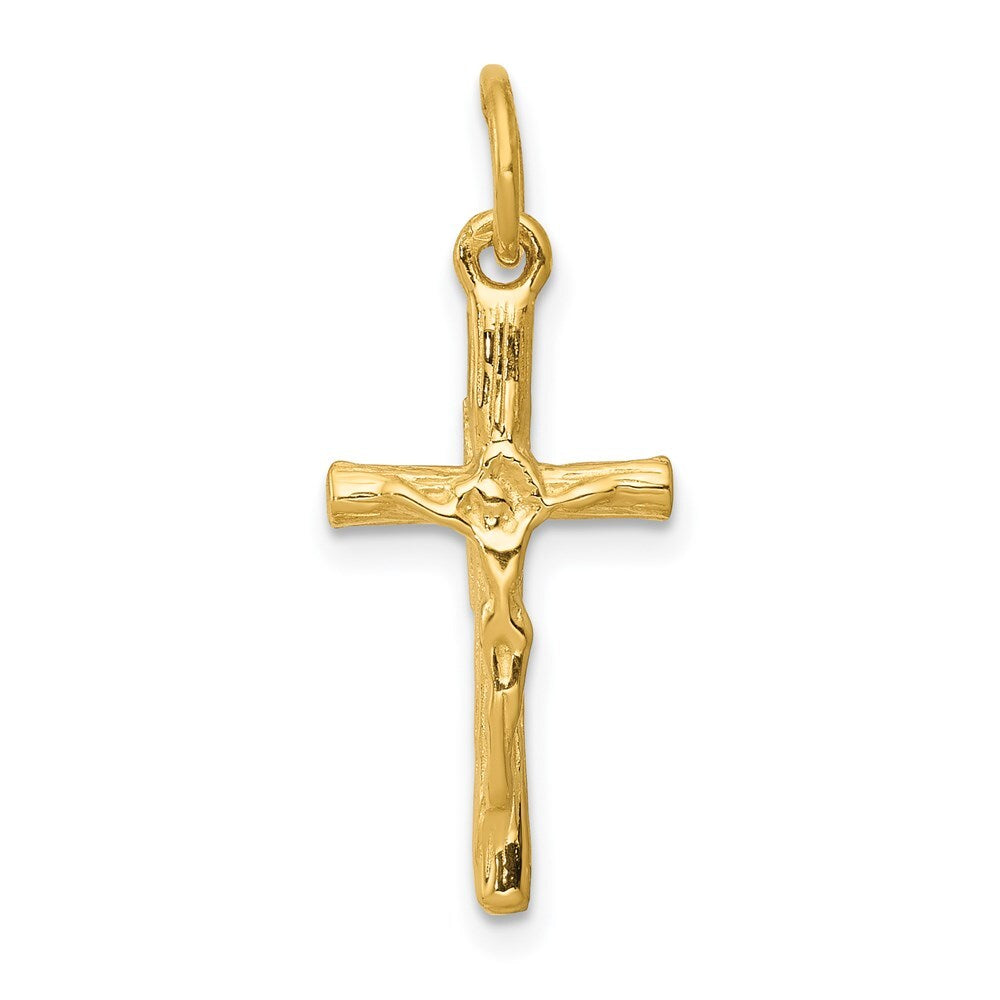 14k Yellow Gold Crucifix Charm Pendant for Women