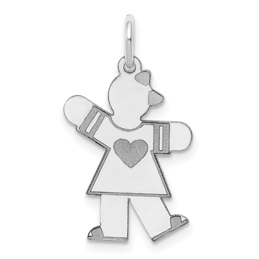 14k White Gold Kid Charm Pendant for Women