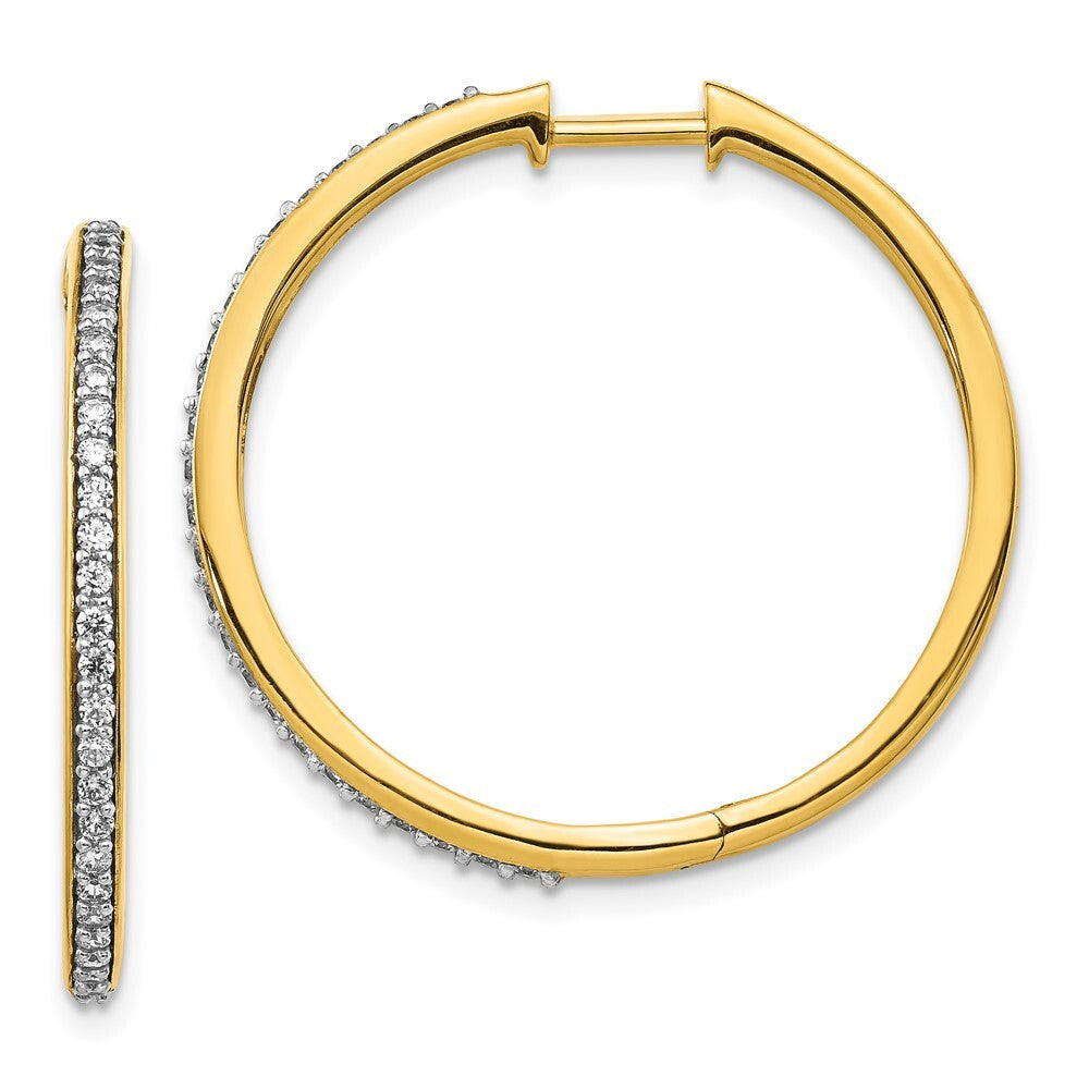14k Yellow Gold Diamond Hinged Hoop Earrings