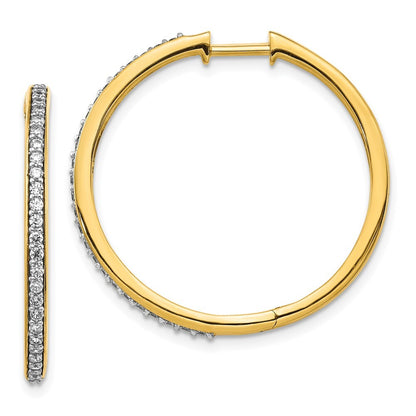 14k Yellow Gold Diamond Hinged Hoop Earrings