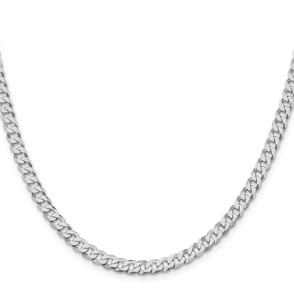 Sterling Silver Rhodium-plated 5mm Beveled Curb Chain Necklace