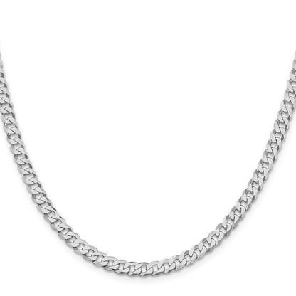 Sterling Silver Rhodium-plated 5mm Beveled Curb Chain Necklace