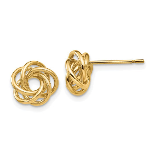 14k Yellow Gold Polished Knot Stud Earrings Gift for Women