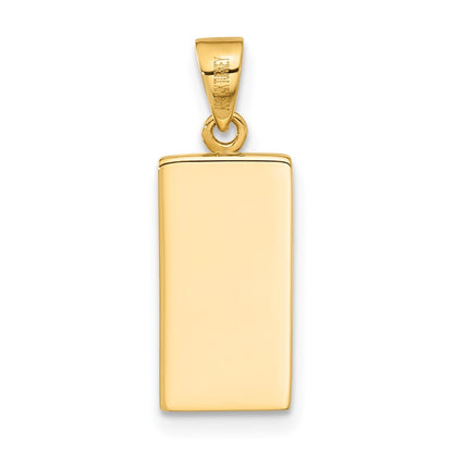 14k Yellow Gold Polished Gold Bar Pendant for Women